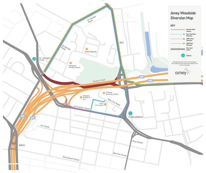 M8 Woodside Viaducts Phoenix Rd Diversions